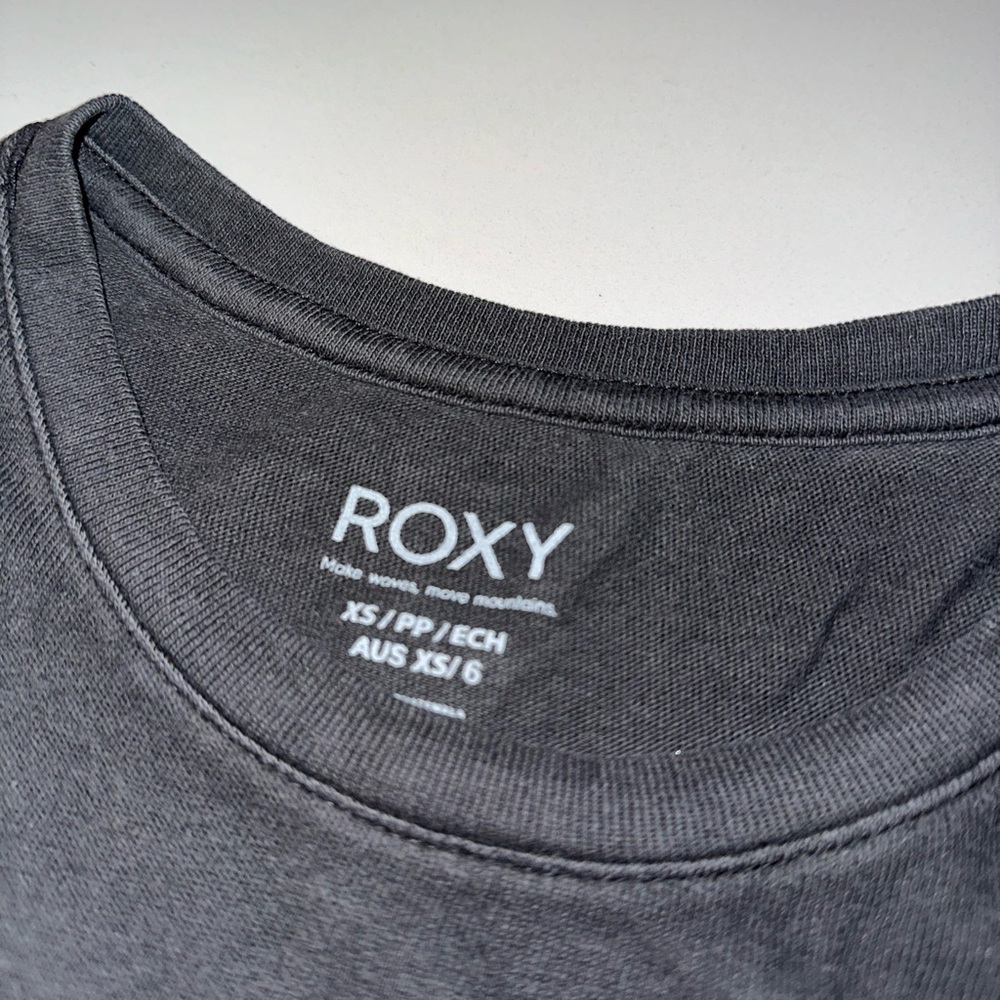 ROXY “Bring the Good Vibes” Black Cotton Vintage Style Band Boho T-Shirt Tee XS - Picture 8 of 8